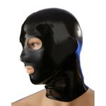 Black Latex Rubber Gummi Hood Face Mask Zipper Back Natural Rubber Size S/M/L