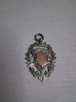 Antique Victorian Sterling Silver & Rose Gold Fob Medal Hallmarked Birmingham