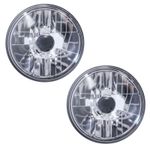 2x Round 7" Headlights RHD H4 for Classic Car Clear Crystal Glass Lens 