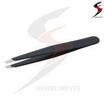 Professional Black Eyebrow Tweezers Hair Beauty Slanted Stainless Steel Tweezer