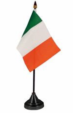 REPUBLIC OF IRELAND TABLE FLAG 6" X 4" with pole & base EIRE IRISH DESKTOP FLAGS
