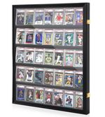 35-Card Graded Sports Card Display Case, UV-Protected Lockable Cabinet