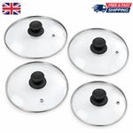 Glass Lid Pan Frying Saucepan Casserole Tempered Clear Glass 14 - 40cm UK Sizes