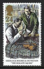 Sherlock Holmes & Dr Watson in "The Reigate Squire" on 1983 stamp