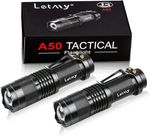 LETMY Pack of 2 Small LED Torches, 300 Lumens Super Bright Mini Torch Battery