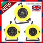 Outdoor Extension Cable Reel 15/25/50m 13A 4Way Gang Socket Electrical Lead