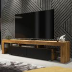 200cm I Modern TV Unit I Cabinet Stand with Storage I Oak I Matt Black Doors