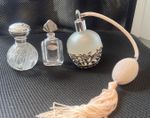 3 X Vintage Perfume Bottles Atomiser Demi Jour Seagull Pewter