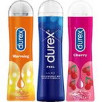 Durex Lubricant Value Pack 4 - 3 x 50ml Pack - Durex Warming, Feel & Cherry