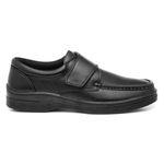 Mens Black Casual Work School Shoes Easy Fasten Strap Gripped Outsole Hobos SIZE
