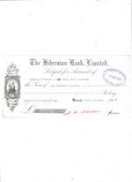 HIBERNIAN  BANK  DEPOSIT SLIP 1967
