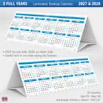 Desk Calendar 2027 2028 Accessory Desktop Planner  Card 2 yrs Calender LAMINATED