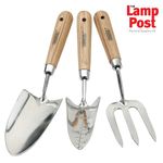 Draper 09565 Stainless Steel Hand Fork Hand Transplanting Trowel Set Ash Handles