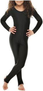 Girls Catsuit -Shiny Long Sleeve stirrup foot catsuit - Dance, Gymnastics