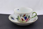 VTG HEREND HUNGARY FRUITS AND FLOWERS FLAT CUP AND SAUCER HAND PAINTED – MINT #9