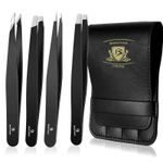 EYEBROW TWEEZERS SET PROFESSIONAL 4 - PIECE HAIR BEAUTY PLUCKERS STAINLESS STEEL