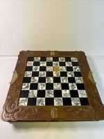 Vintage Chinese Hand Carved Jade Soapstone Chess Set Folding Wooden Case **Read*