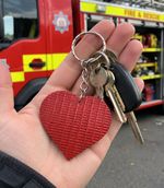 Red Heart Keyring Handmade Upcycled Fire Hose Firefighter Gift UK