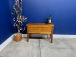 Vintage Teak Coffer Blanket Box Panelled Front Hinged Mid-Century Retro Toy