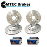 VW TRANSPORTER T5 DRILLED & GROOVED FRONT & REAR BRAKE DISCS & MTEC PADS 03-15