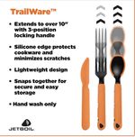 Jetboil TrailWare Extendable Camping Cutlery Set Spoon Fork Orange