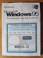 Vintage Microsoft Windows 95 CD and Collectible Cert of Authenticity and Manual
