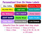 Iron on Name Labels Personalised School Uniform Clothing Tags Waterproof R1