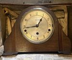 Early 20th Century Mantel Clock Wood/Metal Westminster Chime Key-Wind