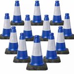 12  PACK BLUE TRAFFIC CONES  - HEAVY DUTY  450 MM HIGH 2 PIECE