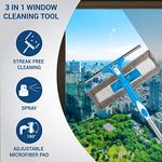 SCRUBIT EXTENDABLE SQUEEGEE WINDOW CLEANER- WINDOW CLEANING TOOL WITH -  BLUE