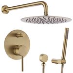 Brushed Brass Gold Concealed Shower Set 10 12 Inch Wall Mounted Mixer System Kit