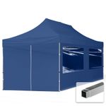 3x6 PES Pop Up Gazebo Aluminium 32 mm, Sidewalls with Panorama Windows dark blue
