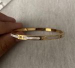 Very Slim Mother Of Pearl Shell Inlaid Bangle Bracelet