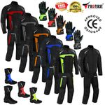 27% OFF Men Motorcycle Suit Gear CE Armoured Waterproof Riding Set Boot Included