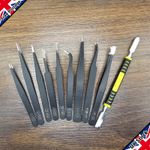 10 x Stainless Steel Anti Static Tweezers Set Precision Electronic Repair Tools