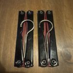 Pair Of Vintage Folding / Travel Coat Hangers In Leather Case