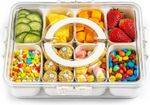 Divided Serving Tray with Lid & Handle, Snack Box with 8 Compartments