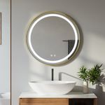 Illuminated LED Bathroom Mirror Round Wall-mounted Black/Gold Frame/Frameless UK