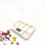 4-Cell Smart Pill Box with Timed Reminders, LCD Display, and Alarm Settings