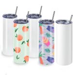 20oz Sublimation Tumbler Stainless Steel White Thermal Mug + Straw for Printing