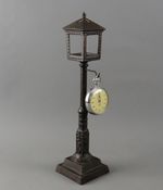 Antique EG Zimmermann Cast Iron Lamp Post Night Light Pocket Watch Holder Stand
