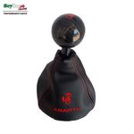 For Abarth 500 595 695 Real Carbon Fiber Cover Gear Level Shift Knob Kit Red Log
