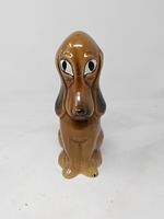Vintage Ceramic Dog Ornament Brown Hound Figurine Retro Home Decor
