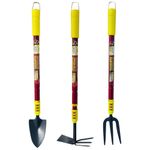 3pc Telescopic Garden Hand Tools Set Extending Handles Fork Trowel Weeder / Hoe