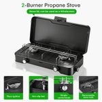 2-Burner Camping Stove, 6000W Capacity Portable Propane Gas Stove, 20,000 BTUs o