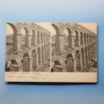 Segovia Stereoview C1910 Spain Ancient Roman Aqueduct Postcard Novelty L.L Levy