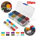 120Pcs Mini Blade Fuses Boxed Assorted Car Van Bike Fuse Set 5 10 15 20 25 30A