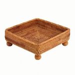 Woven Rattan Tray with Raised Sides Handwoven Rattan Basket Decorative