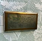 Vintage WWII British Raj Era Hand-Engraved India Map Cigarette Case, 1930s-1940s