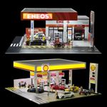 Diorama 1:64 Car Garage Model LED Lighting Gas Stations Parking Lot Scene Model